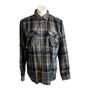 Shelter Bay by Arrow Plaid Shirt Mens Sz M Wool Blend Flannel Vintage Button Up